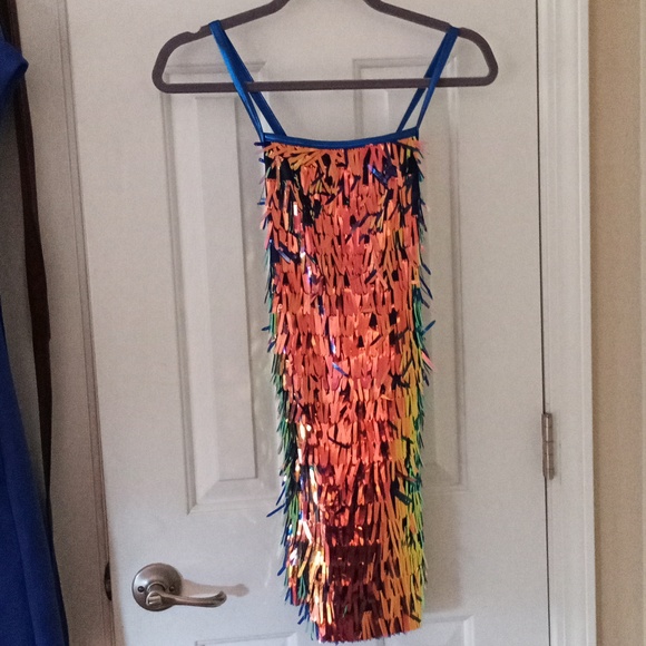 Weissman Elite Oil Slick Teardrop Sequin Dress Rn 64380 Costume ‘Houdini Small - Picture 1 of 7